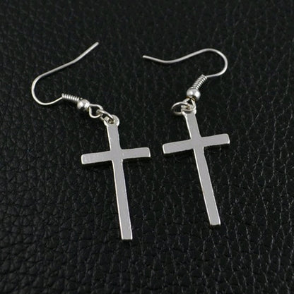 Europe and the United States new earrings simple Christian cross earrings alloy cross show ear hook-Jewearrings