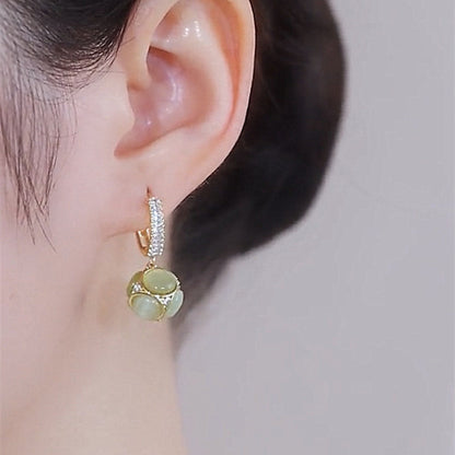 Trendy 18K Gold Plating Opal Ball Earrings Women-Jewearrings