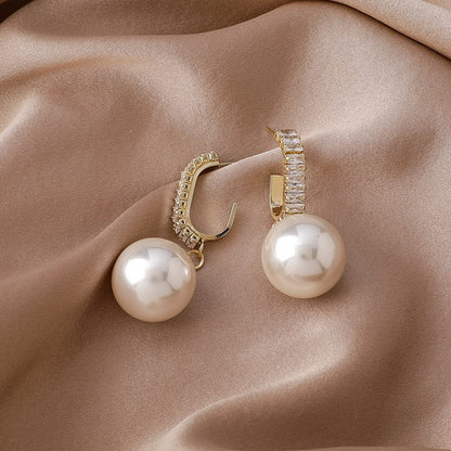 Vintage Metal Earrings Pearl Earrings Hong Kong Style Earrings-Jewearrings