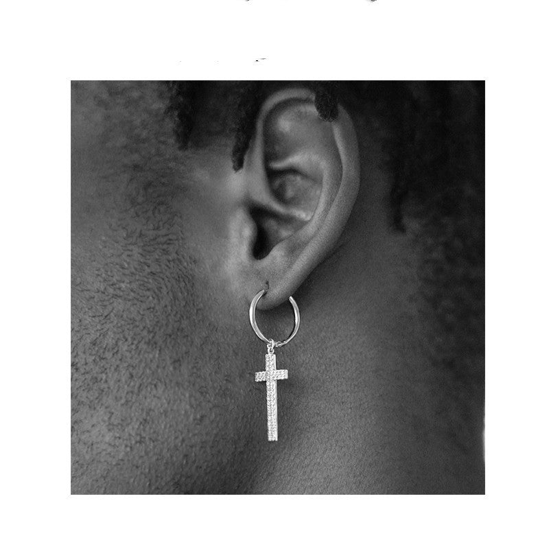 Silver Ring Cross Earrings-Jewearrings