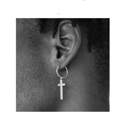 Silver Ring Cross Earrings-Jewearrings