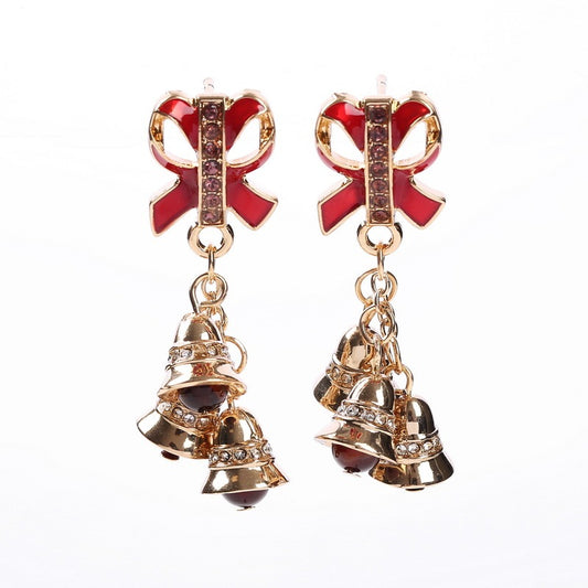 Christmas bell Bow Earrings-Jewearrings