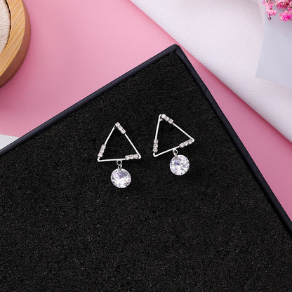 925 silver needle five-pointed star stud earrings simple geometric ring zircon earrings earrings-Jewearrings