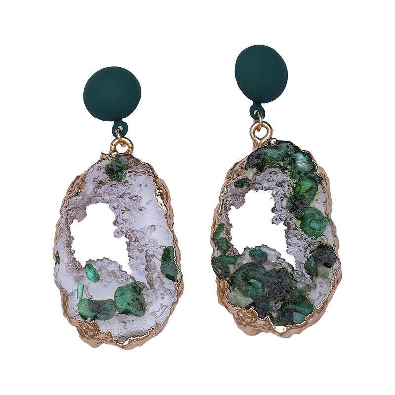 Irregular Personality Geometric Emerald Fashion Special-interest Earrings-Jewearrings