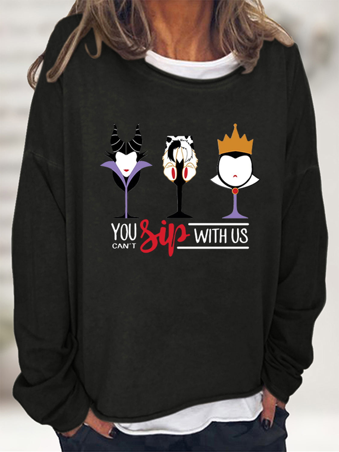 Full Size YOU CAN'T SIP WITH US Graphic Sweatshirt-Jewearrings