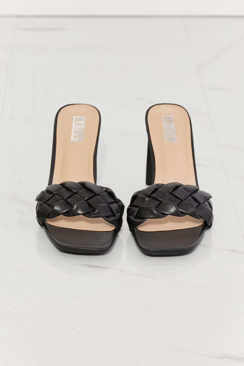 MMShoes Top of the World Braided Block Heel Sandals in Black-Jewearrings