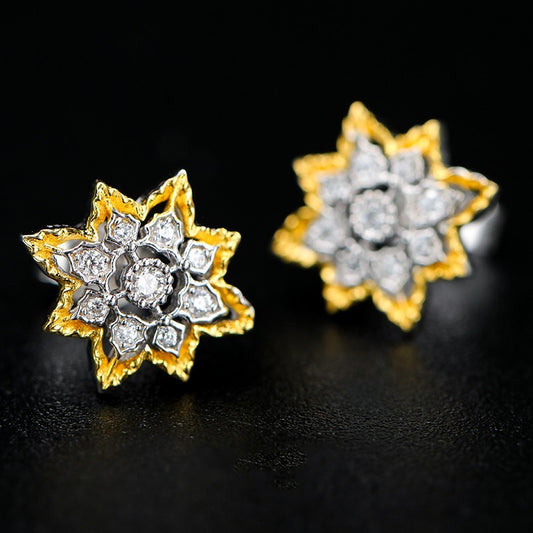 Vintage Sparkling Zircon Earrings S925 Silver Gold-plated-Jewearrings