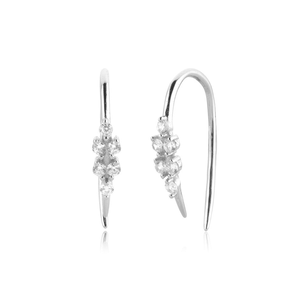 S925 Sterling Silver Zircon Piercing Earrings Ear Studs-Jewearrings