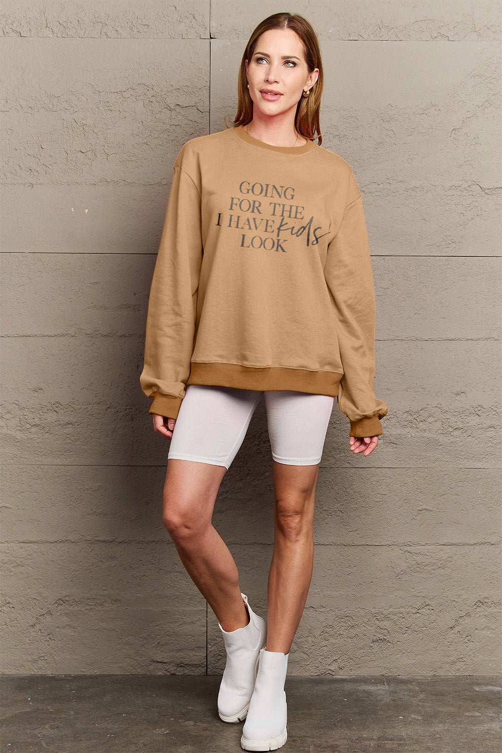 Simply Love Full Size GOING FOR THE I HAVE KIDS LOOK Long Sleeve Sweatshirt-Jewearrings