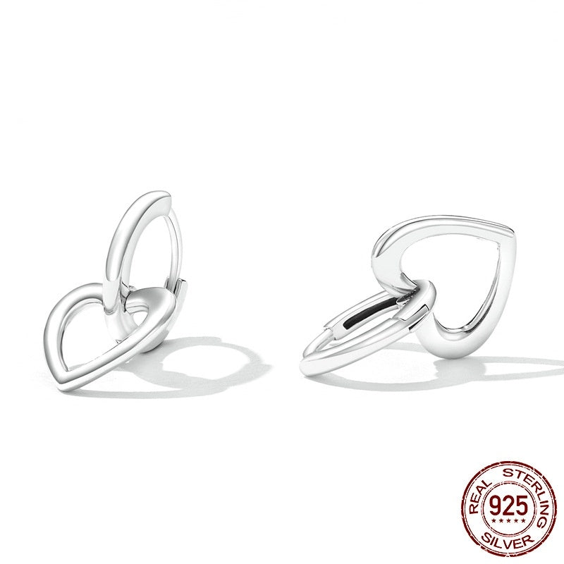 White Collar Commuter Wear S925 Silver Heart-shaped Earrings-Jewearrings