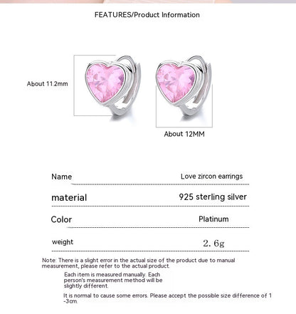 925 Loving Heart In Sterling Silver Zircon Earrings Women's Heart-shaped-Jewearrings