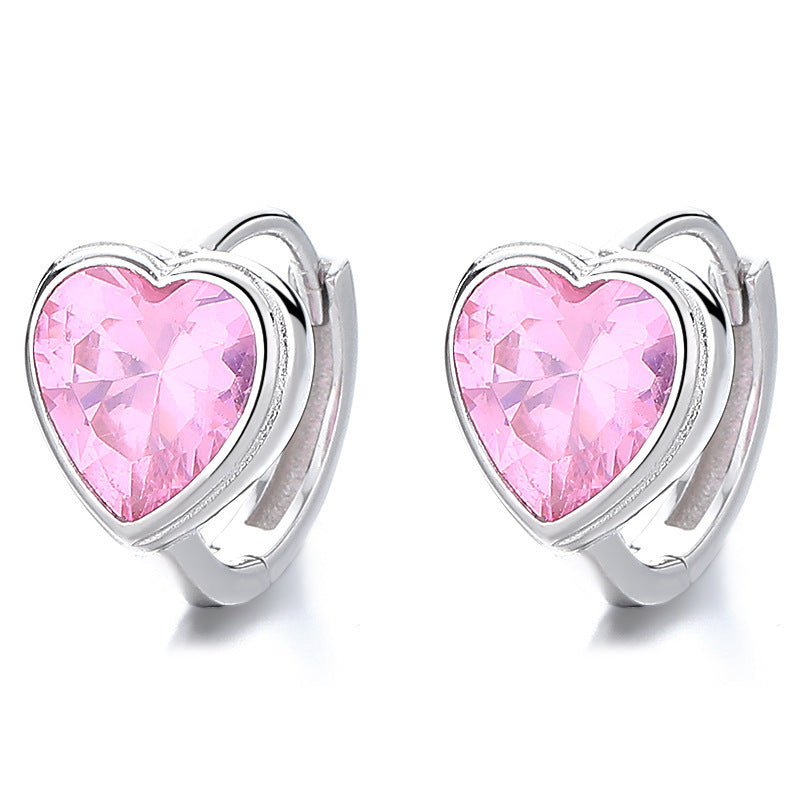 925 Loving Heart In Sterling Silver Zircon Earrings Women's Heart-shaped-Jewearrings