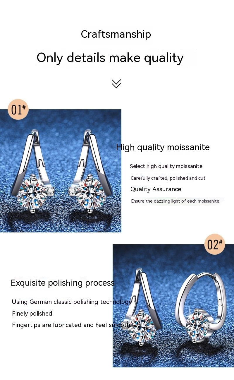 S925 Silver Moissanite Affordable Luxury Earrings-Jewearrings