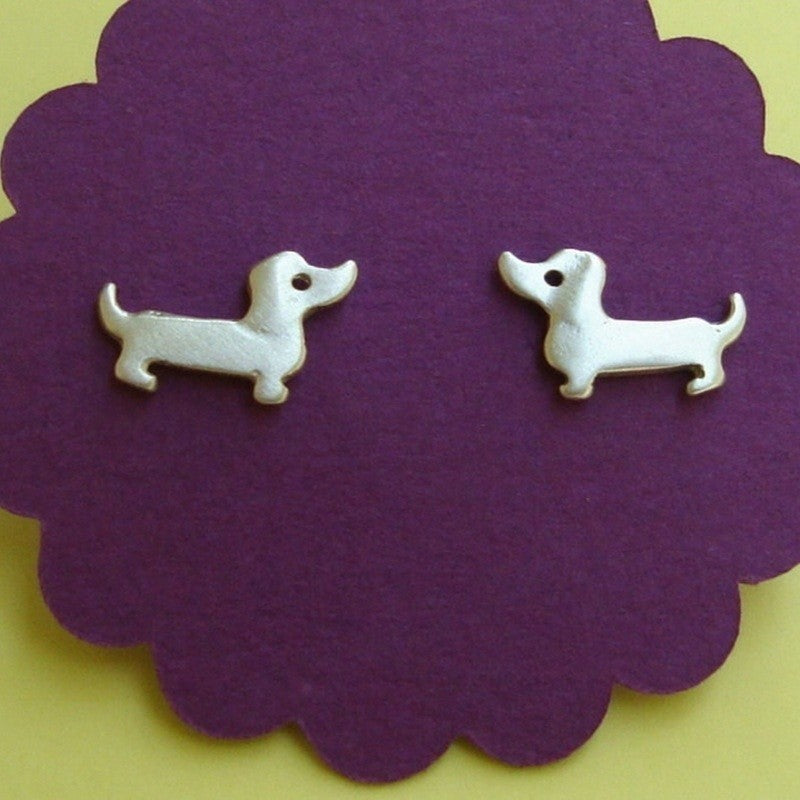 Vintage Hippie Small Sausage Dog Stud Earrings Boho Dog Love Jewelry For Women-Jewearrings