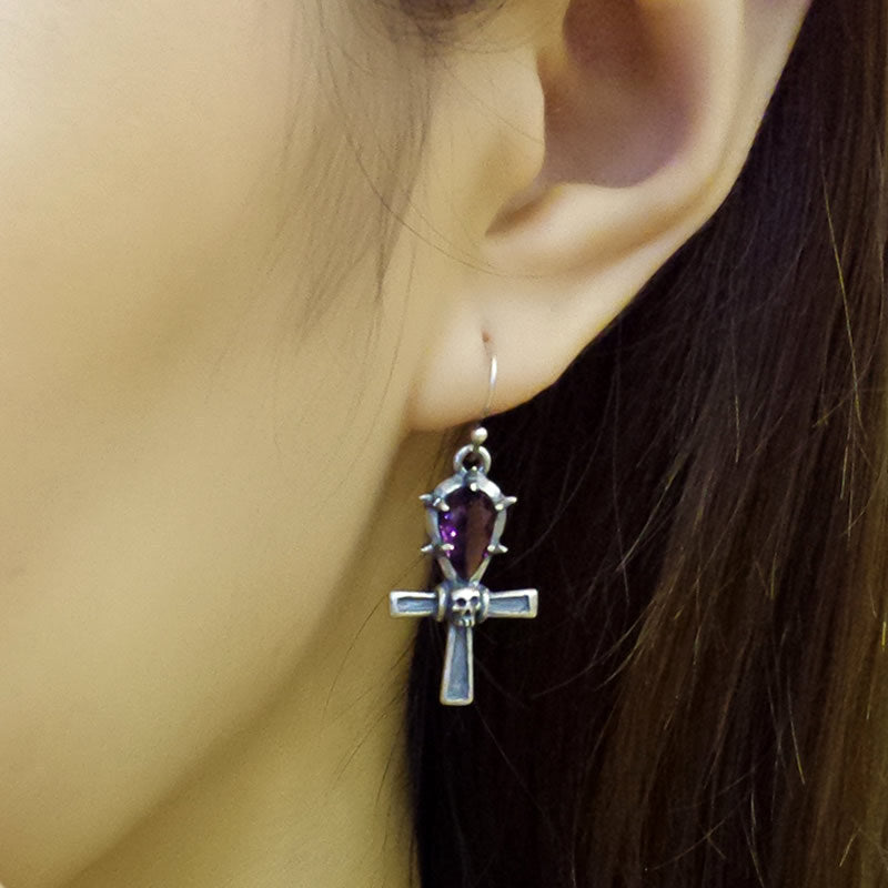 S925 Sterling Silver Anka Life Cross Earrings-Jewearrings