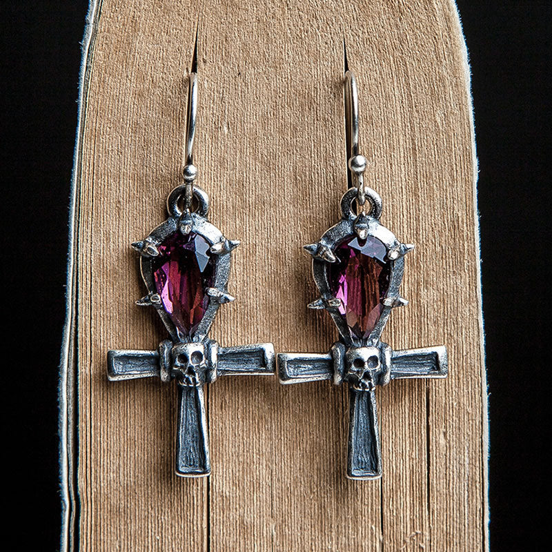 S925 Sterling Silver Anka Life Cross Earrings-Jewearrings