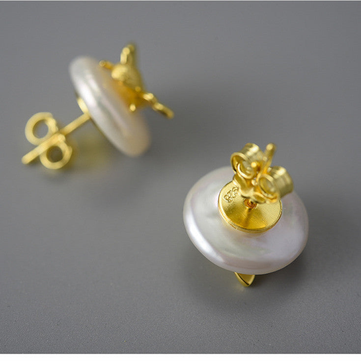 S925 Silver Pearl Bee Women's Earrings-Jewearrings