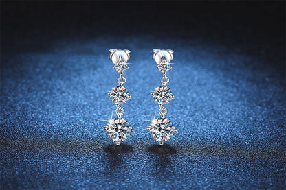 S925 Sterling Silver Stud Earrings Moissanite Tassel-Jewearrings