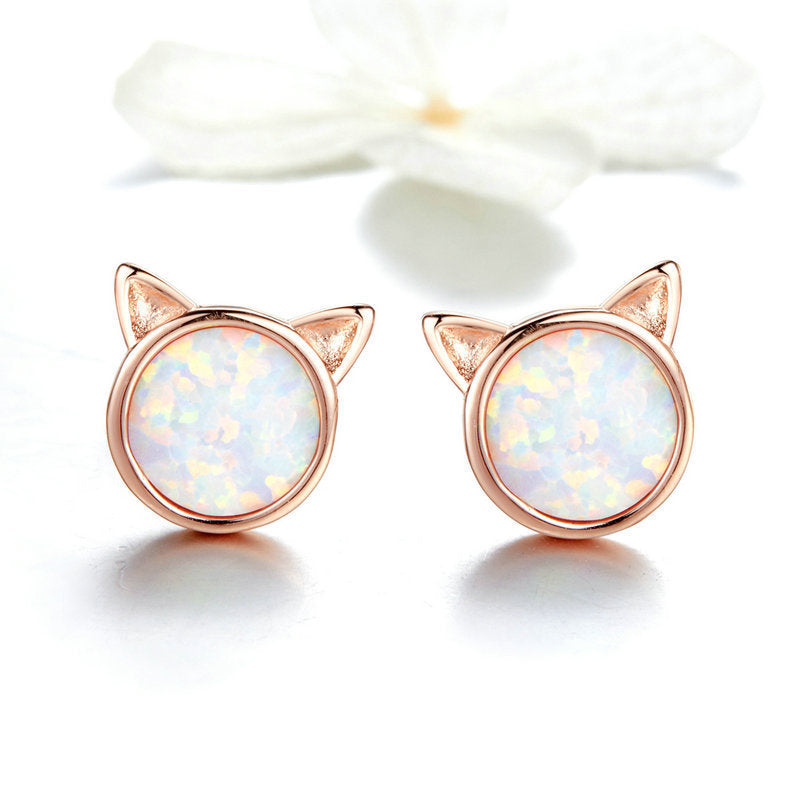 White Gold Plated Cute Animal Earrings-Jewearrings