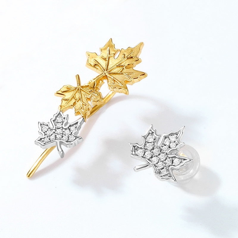 Maple Leaf Earrings S925 Sterling Silver Color Separation Plating-Jewearrings