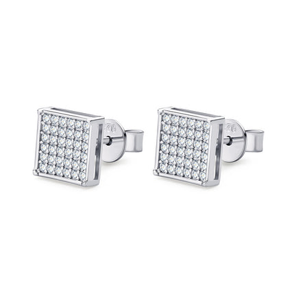 S925 Sterling Silver Square Stud Earrings Neutral Couple-Jewearrings