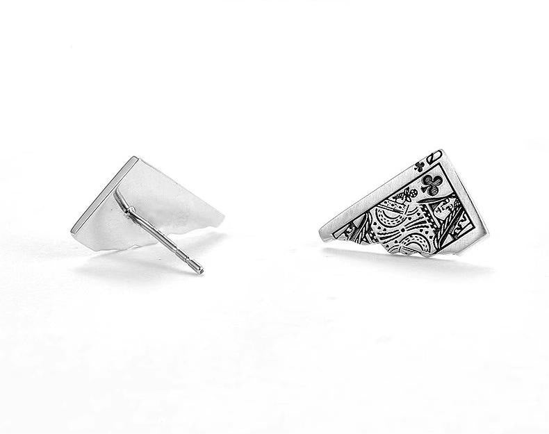 Distressed Poker Stud Earrings Simple Trendy Special-interest Design-Jewearrings