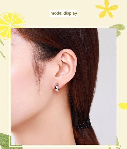 S925 Sterling Silver Glossy C- Shaped Stud Earrings For Women Japanese And Korean Simple Earrings-Jewearrings