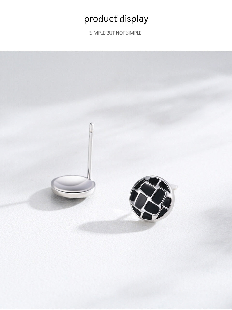 S925 Sterling Silver Round Black Dripping Stud Earrings Women's European And American Style-Jewearrings