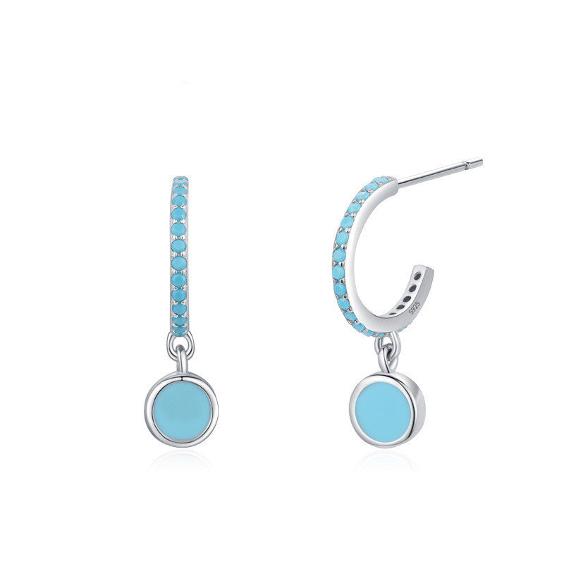 Sterling Silver Retro Enamel Earrings For Women-Jewearrings