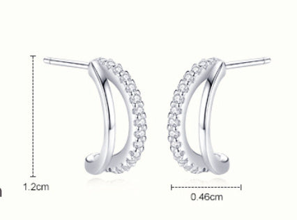 Women's Fashion Double-layer C- Shaped Stud Earrings-Jewearrings