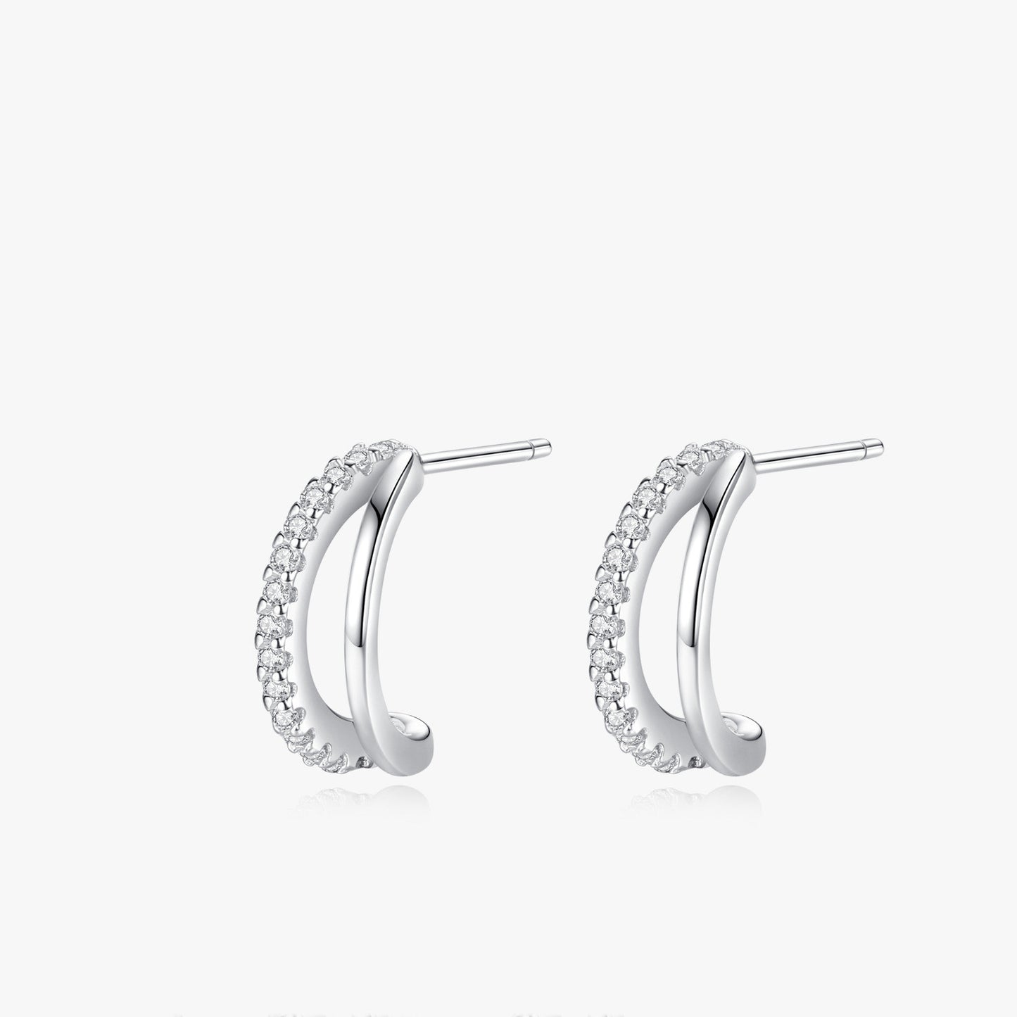 Women's Fashion Double-layer C- Shaped Stud Earrings-Jewearrings