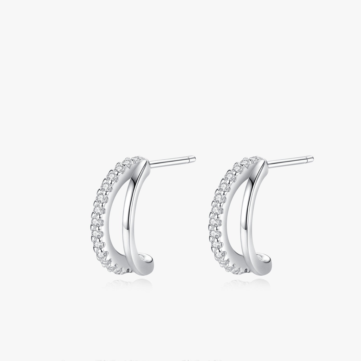 Women's Fashion Double-layer C- Shaped Stud Earrings-Jewearrings