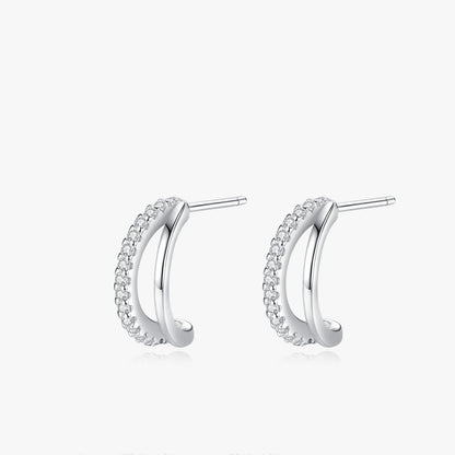 Women's Fashion Double-layer C- Shaped Stud Earrings-Jewearrings