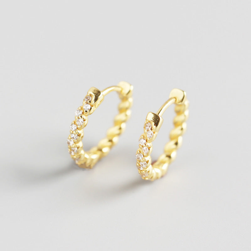 Vintage Screw Pattern Earrings Gold-plated Zircon Women-Jewearrings