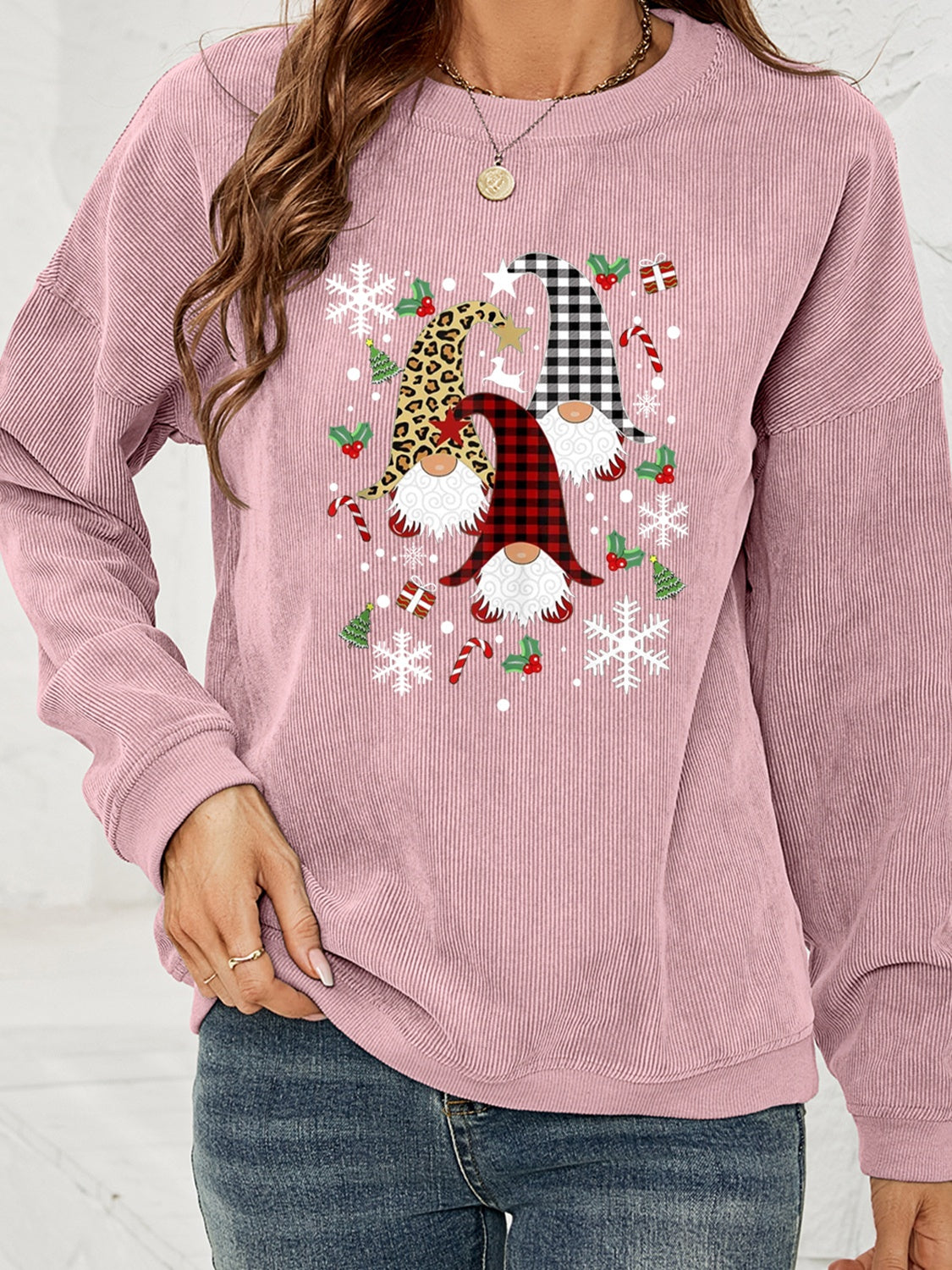 Faceless Gnome Graphic Drop Shoulder Sweatshirt-Jewearrings