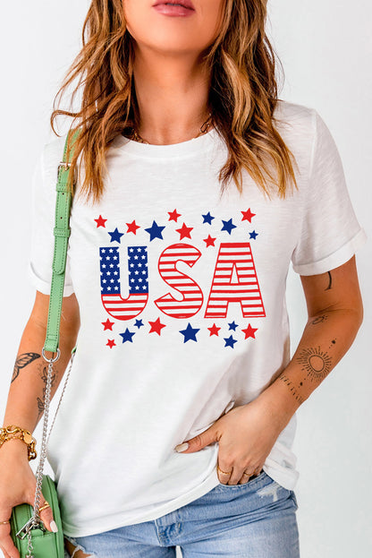 USA Star and Stripe Graphic Tee-Jewearrings