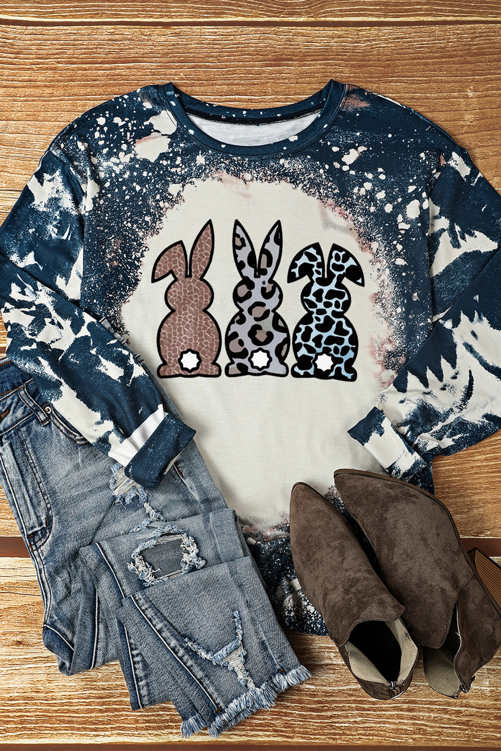 Easter Bunny Graphic Long-Sleeve Top-Jewearrings