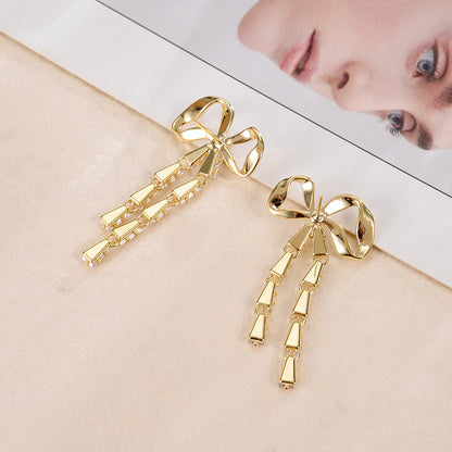 Simple Short Earrings With Bow Temperament-Jewearrings