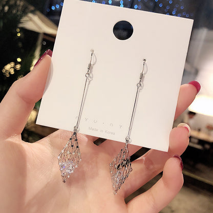 Long Chain Hanging Earrings For Women Crystal Big Dangle Earring-Jewearrings