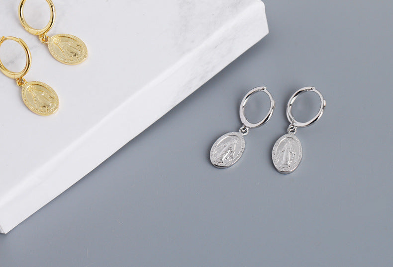 100% 925 Golden earrings sterling silver earrings-Jewearrings