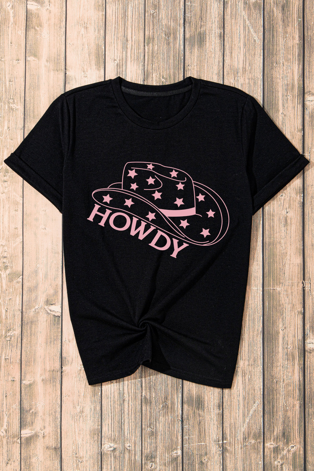 HOWDY Round Neck Short Sleeve T-Shirt-Jewearrings