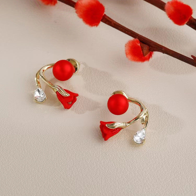 Women's Fashion Simple Pearl Tulip Earrings-Jewearrings