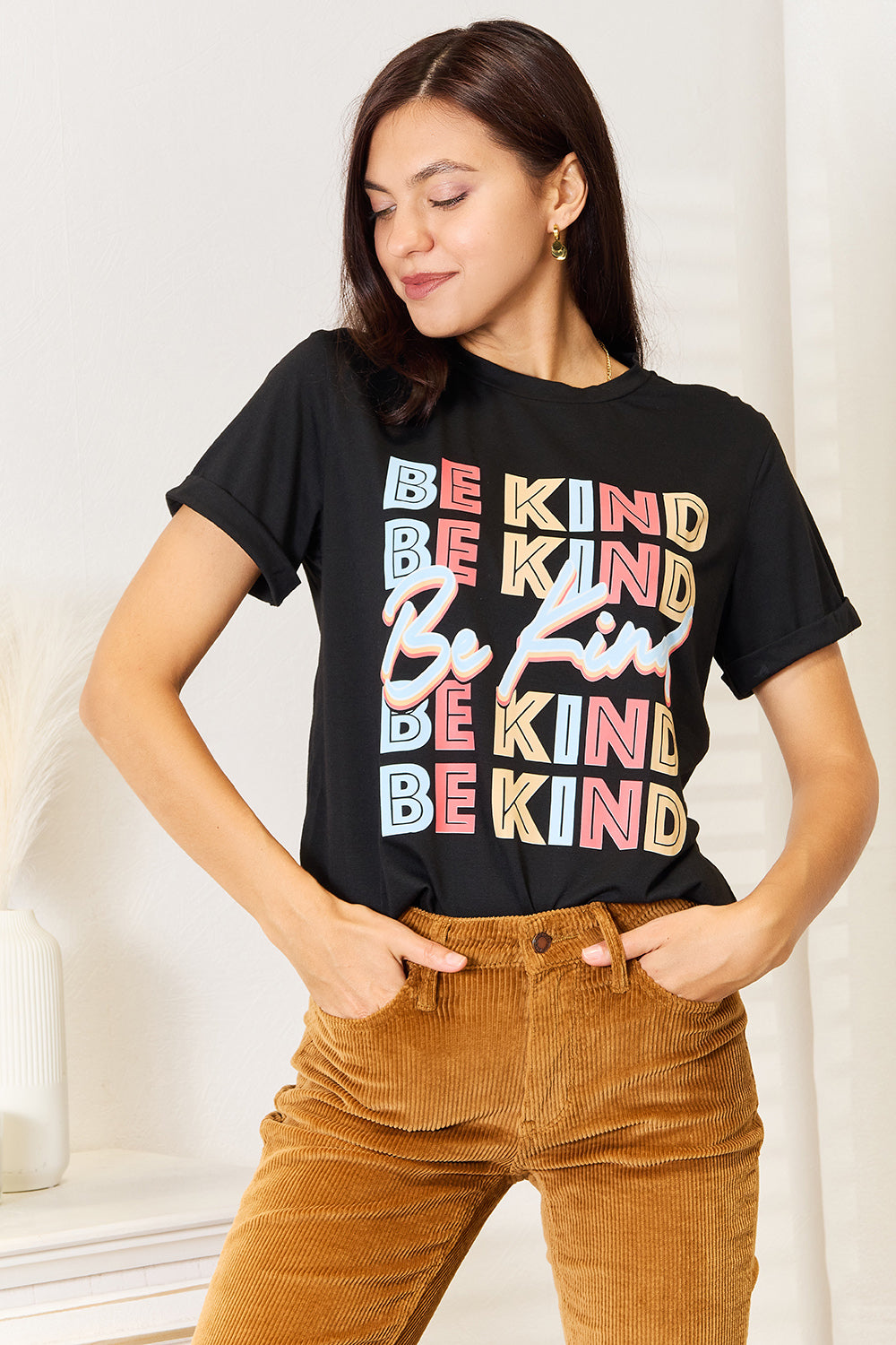 Simply Love BE KIND Graphic Round Neck T-Shirt-Jewearrings