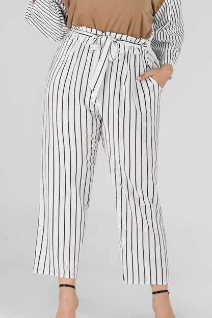 Full Size Striped Paperbag Waist Cropped Pants-Jewearrings