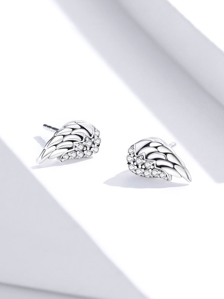 Sterling Silver Wing Stud Earrings-Jewearrings