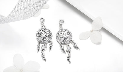 Earrings Europe and the United States cross-border explosion models s925 sterling silver life tree dream catcher anti-allergic temperament ladies earrings SCE457-Jewearrings