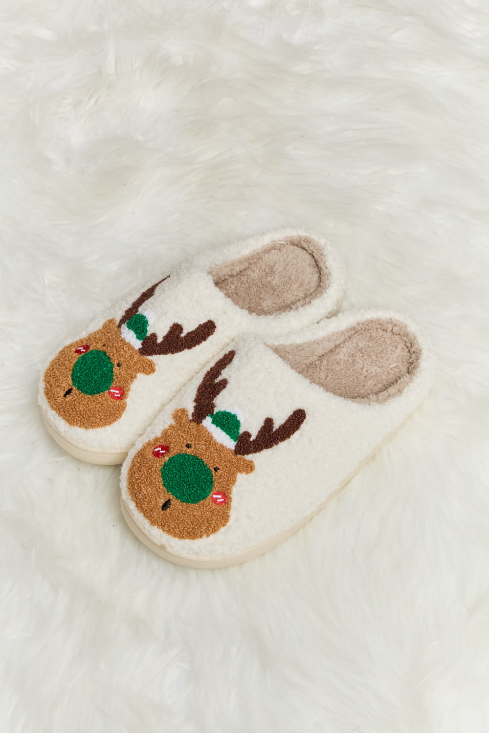 Melody Rudolph Print Plush Slide Slippers-Jewearrings