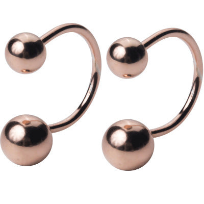 Rose Gold Minimalism Cute Smooth Bead Stud Earrings-Jewearrings