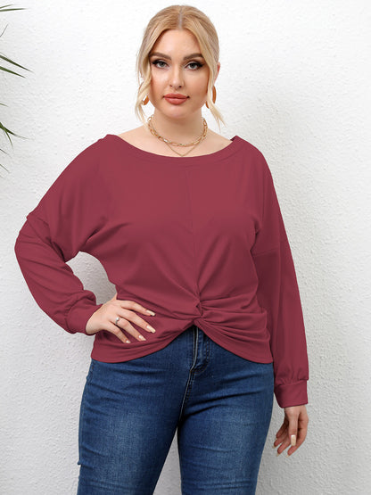 Plus Size Twisted Drop Shoulder T-Shirt-Jewearrings