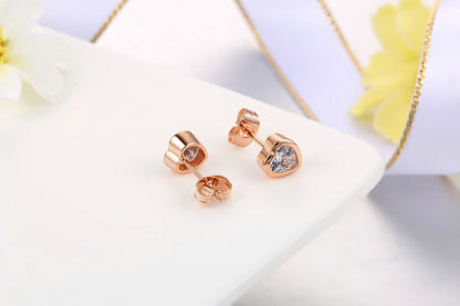 Round Stud Earrings Zircon Micro-Inlaid Gold Earrings-Jewearrings